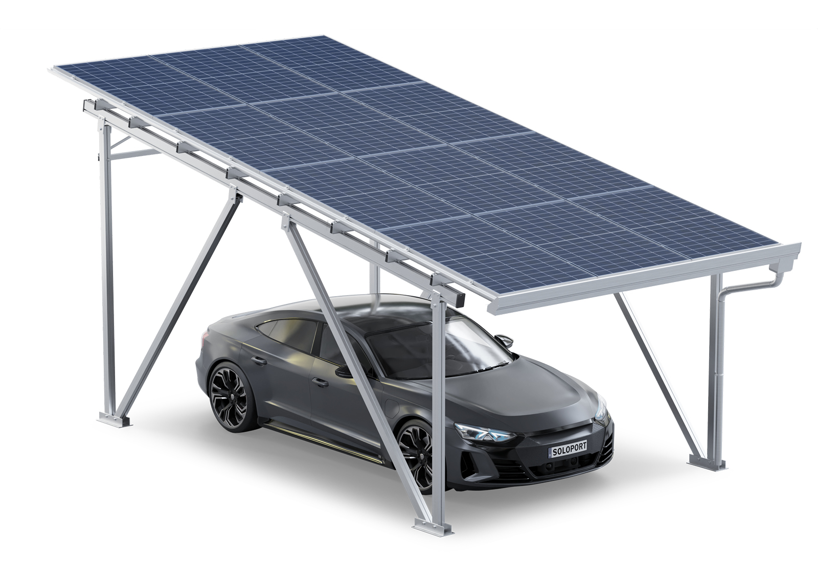 SPAO 等身大パネル ウニョク Solar carport frame SPG5 including 12 solar panels, aluminum